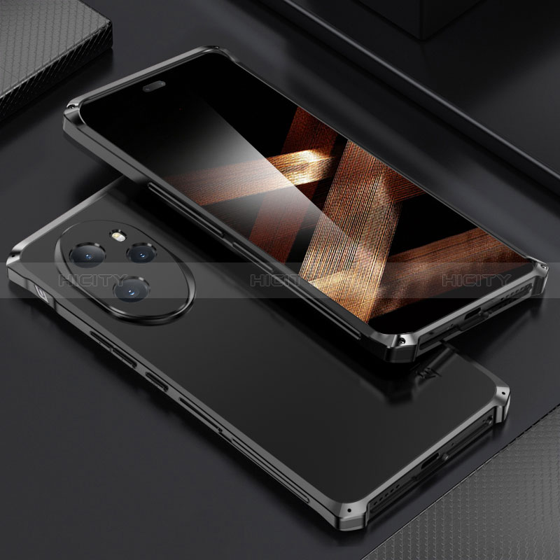 Handyhülle Hülle Luxus Aluminium Metall Tasche 360 Grad Ganzkörper für Huawei Honor 100 Pro 5G Schwarz Plus