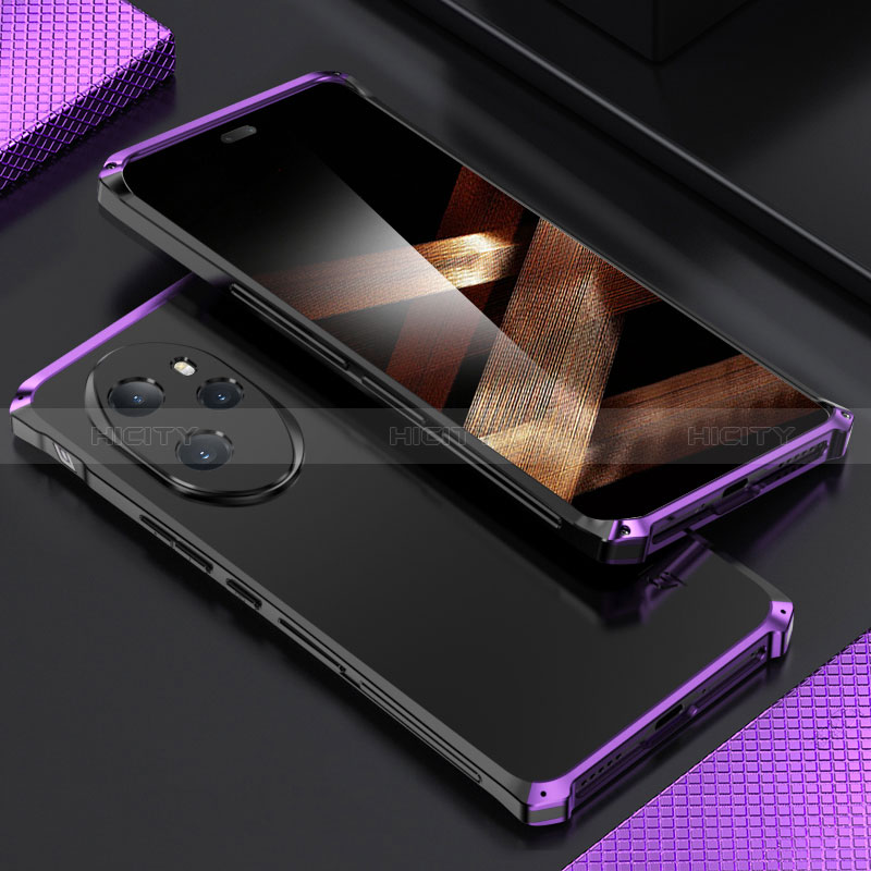 Handyhülle Hülle Luxus Aluminium Metall Tasche 360 Grad Ganzkörper für Huawei Honor 100 Pro 5G Violett Plus