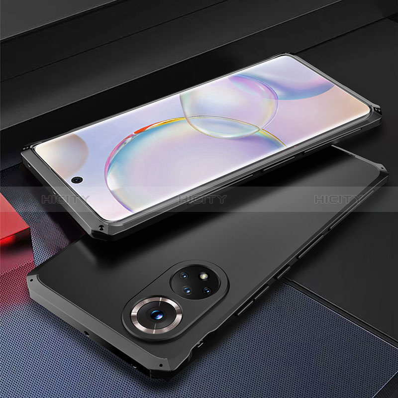 Handyhülle Hülle Luxus Aluminium Metall Tasche 360 Grad Ganzkörper für Huawei Nova 9 Schwarz