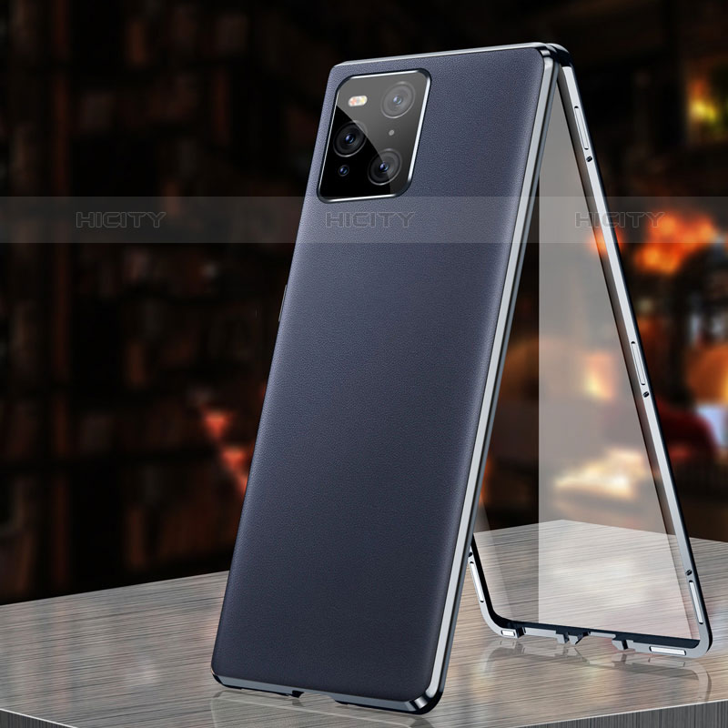 Handyhülle Hülle Luxus Aluminium Metall Tasche 360 Grad Ganzkörper für Oppo Find X3 Pro 5G Blau