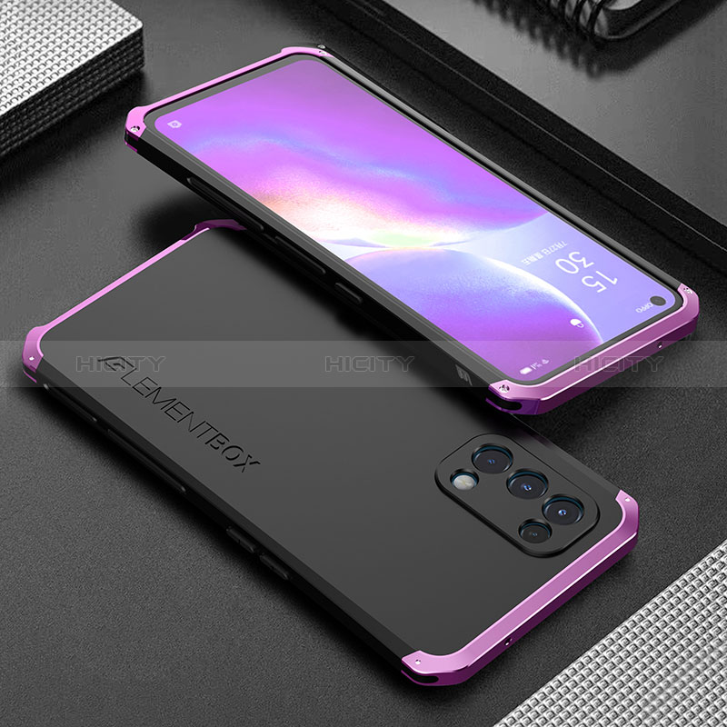 Handyhülle Hülle Luxus Aluminium Metall Tasche 360 Grad Ganzkörper für Oppo K9 5G Violett