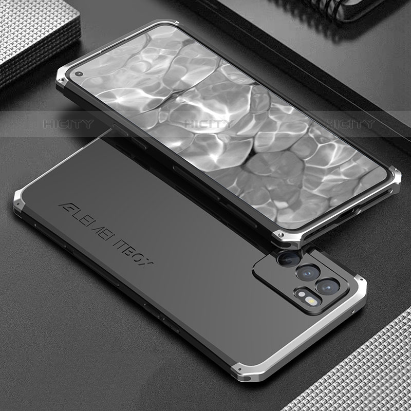 Handyhülle Hülle Luxus Aluminium Metall Tasche 360 Grad Ganzkörper für Oppo Reno6 5G groß