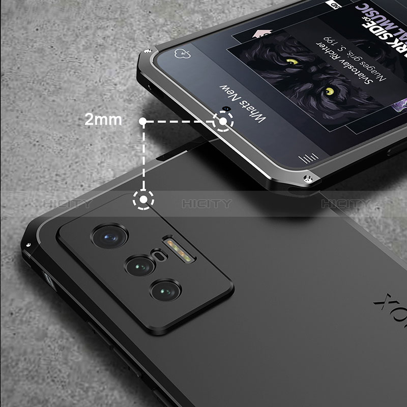 Handyhülle Hülle Luxus Aluminium Metall Tasche 360 Grad Ganzkörper für Vivo X70 5G groß