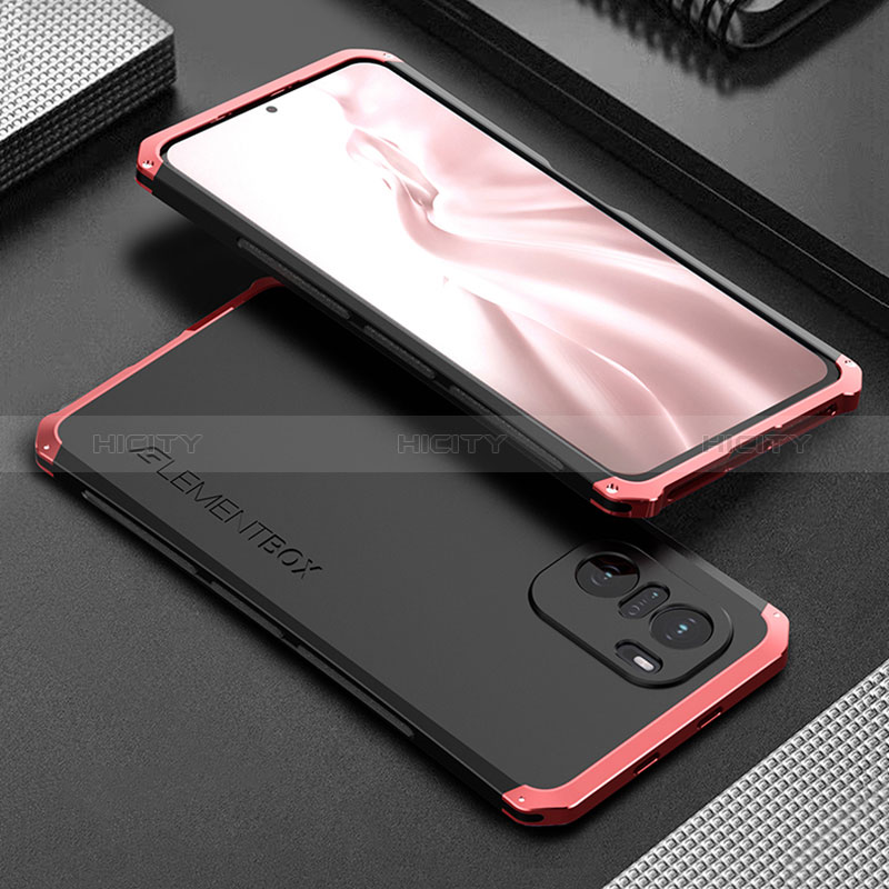 Handyhülle Hülle Luxus Aluminium Metall Tasche 360 Grad Ganzkörper für Xiaomi Mi 11i 5G Rot und Schwarz