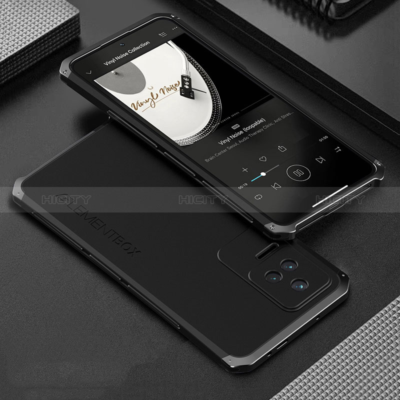 Handyhülle Hülle Luxus Aluminium Metall Tasche 360 Grad Ganzkörper für Xiaomi Redmi K50 Pro 5G Schwarz