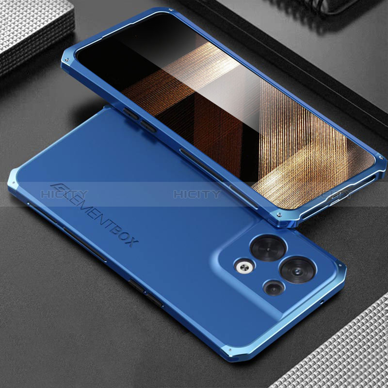 Handyhülle Hülle Luxus Aluminium Metall Tasche 360 Grad Ganzkörper für Xiaomi Redmi Note 13 5G Blau