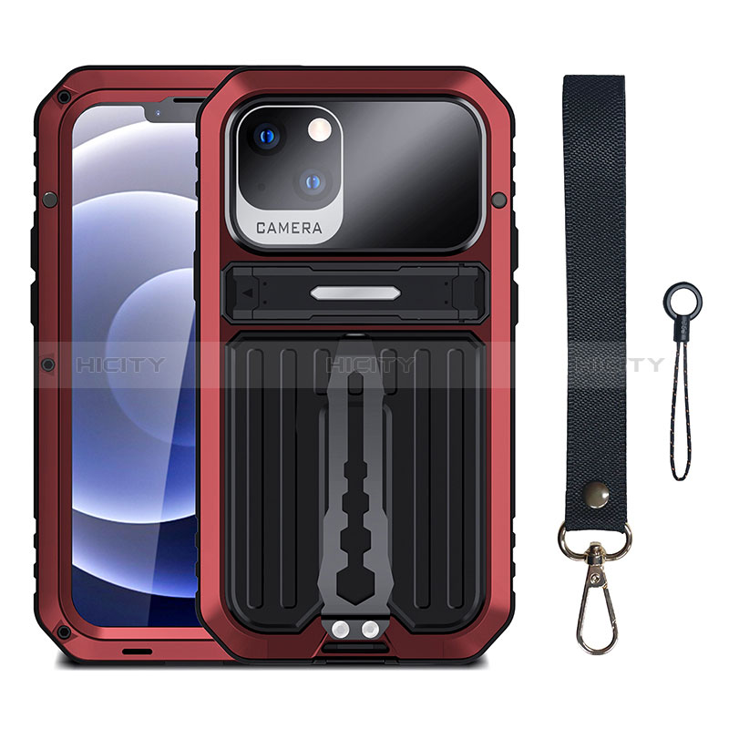 Handyhülle Hülle Luxus Aluminium Metall Tasche 360 Grad Ganzkörper LK1 für Apple iPhone 13 Rot