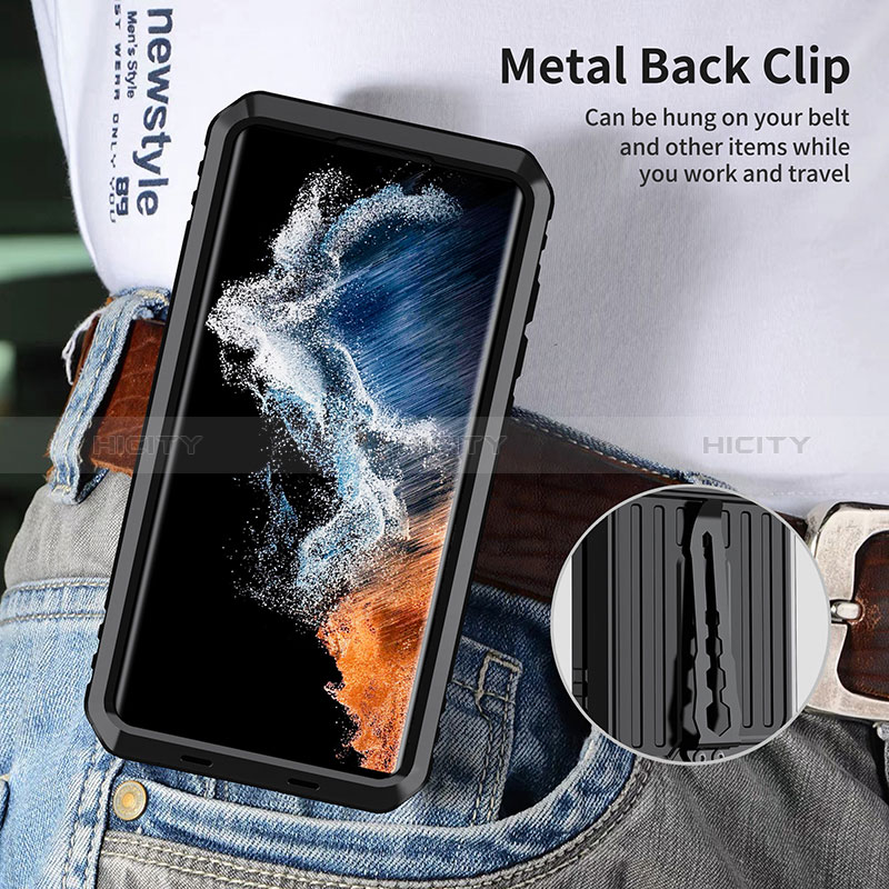 Handyhülle Hülle Luxus Aluminium Metall Tasche 360 Grad Ganzkörper LK2 für Samsung Galaxy S22 Ultra 5G groß