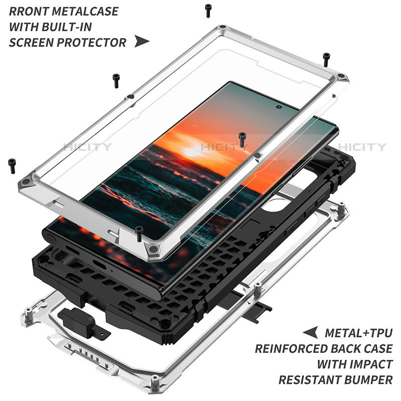 Handyhülle Hülle Luxus Aluminium Metall Tasche 360 Grad Ganzkörper M04 für Samsung Galaxy S21 Ultra 5G