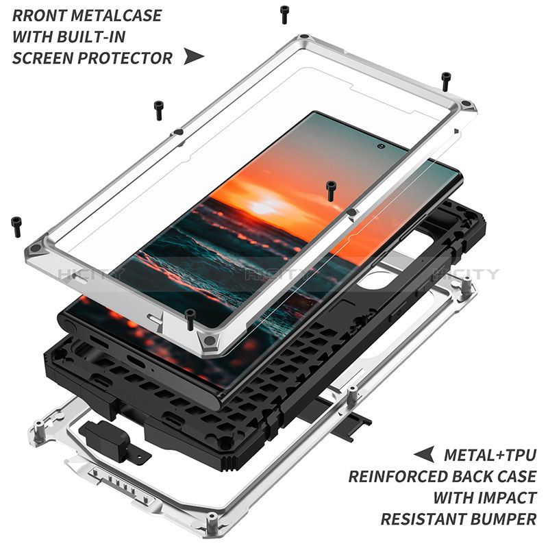 Handyhülle Hülle Luxus Aluminium Metall Tasche 360 Grad Ganzkörper M04 für Samsung Galaxy S24 Ultra 5G