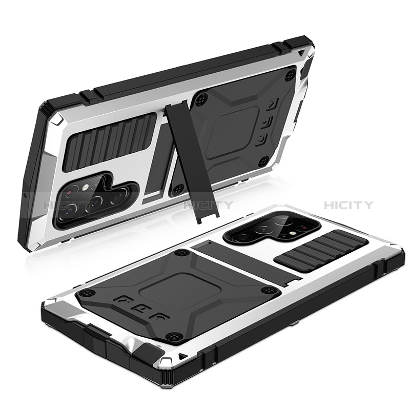 Handyhülle Hülle Luxus Aluminium Metall Tasche 360 Grad Ganzkörper M04 für Samsung Galaxy S24 Ultra 5G