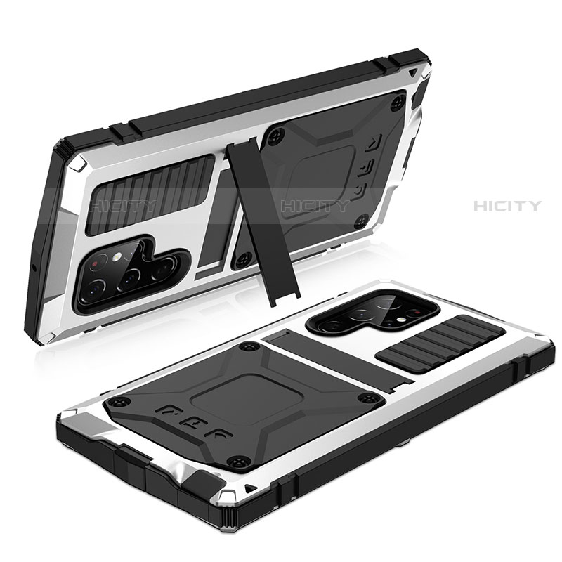 Handyhülle Hülle Luxus Aluminium Metall Tasche 360 Grad Ganzkörper M05 für Samsung Galaxy S22 Ultra 5G groß