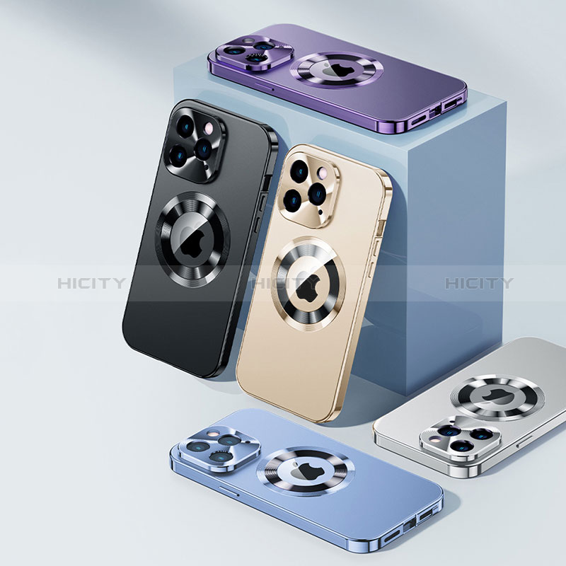 Handyhülle Hülle Luxus Aluminium Metall Tasche 360 Grad Ganzkörper mit Mag-Safe Magnetic Magnetisch P01 für Apple iPhone 13 Pro Max groß