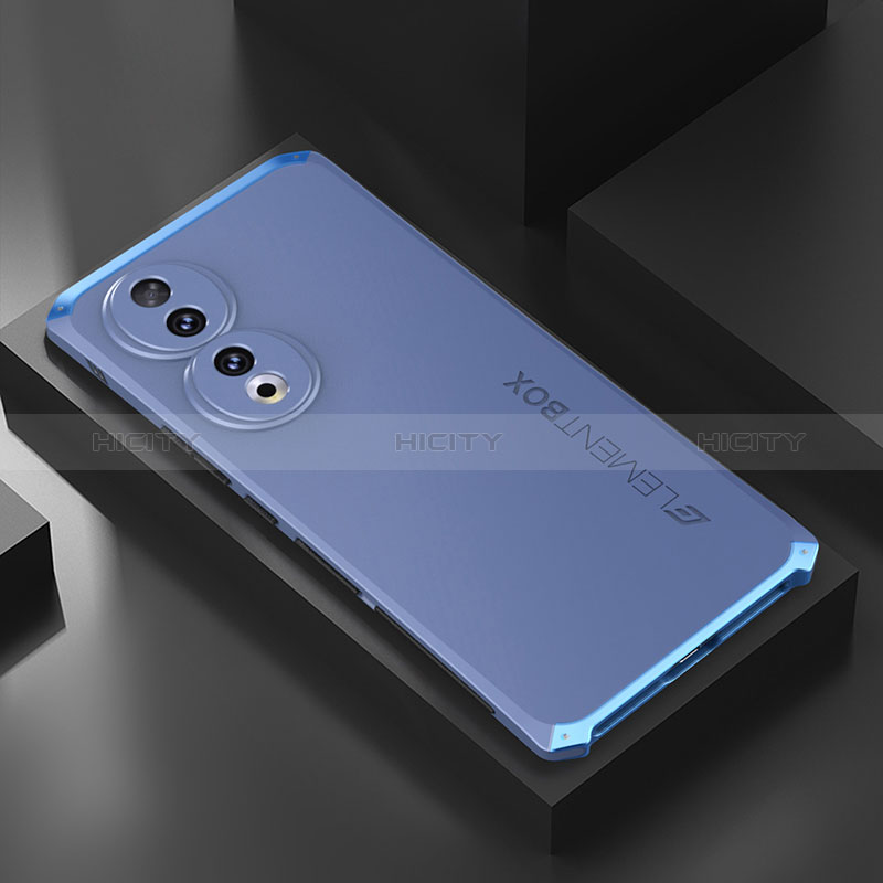 Handyhülle Hülle Luxus Aluminium Metall Tasche 360 Grad Ganzkörper P01 für Huawei Honor 90 5G Blau