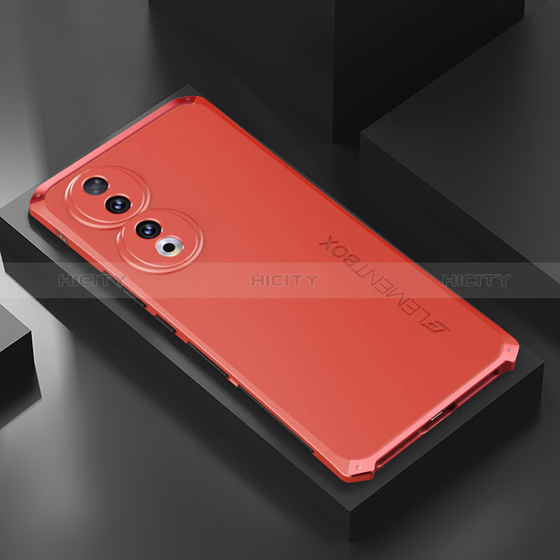 Handyhülle Hülle Luxus Aluminium Metall Tasche 360 Grad Ganzkörper P01 für Huawei Honor 90 Pro 5G Rot Plus