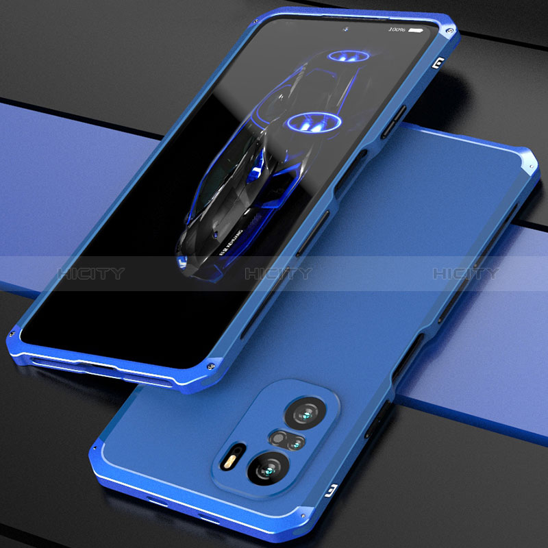 Handyhülle Hülle Luxus Aluminium Metall Tasche 360 Grad Ganzkörper P01 für Xiaomi Mi 11X 5G Blau