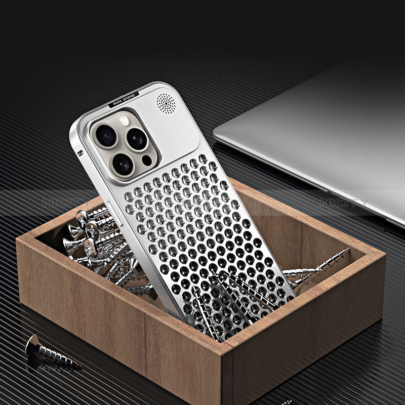 Handyhülle Hülle Luxus Aluminium Metall Tasche 360 Grad Ganzkörper QC3 für Apple iPhone 15 Pro