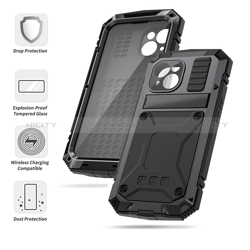 Handyhülle Hülle Luxus Aluminium Metall Tasche 360 Grad Ganzkörper RJ4 für Apple iPhone 14