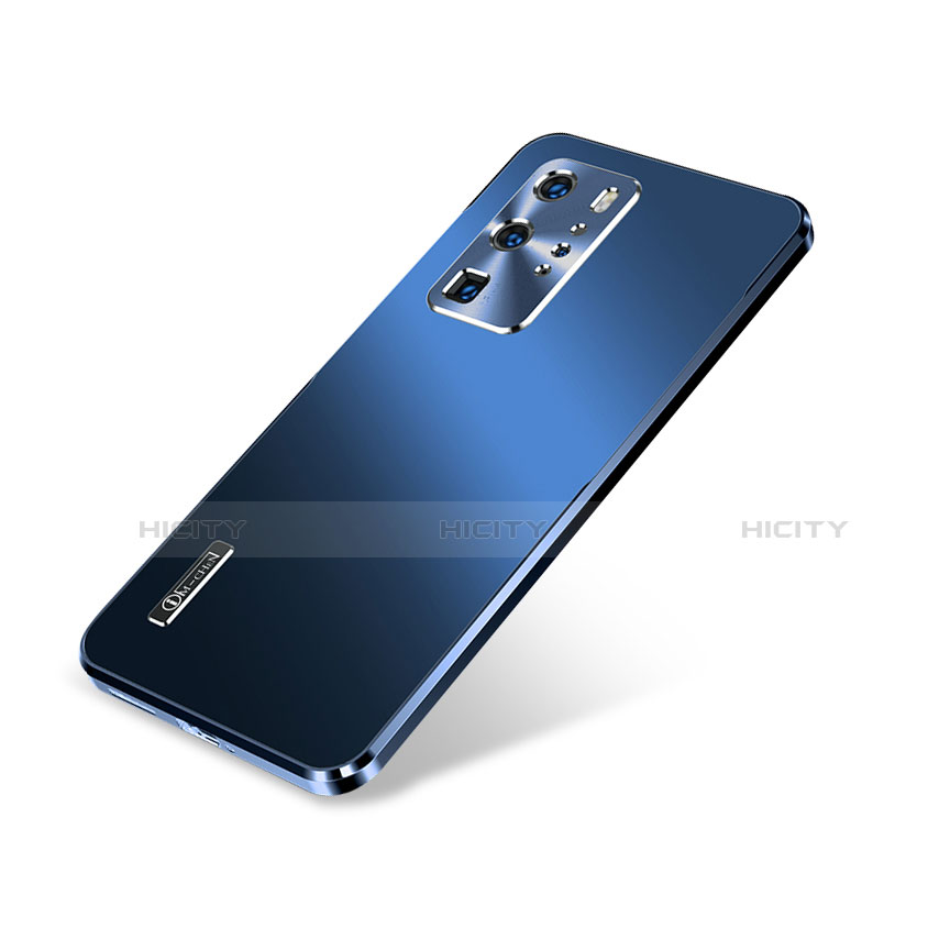 Handyhülle Hülle Luxus Aluminium Metall Tasche A01 für Huawei P40 Pro Blau