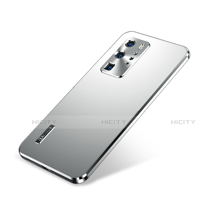 Handyhülle Hülle Luxus Aluminium Metall Tasche A01 für Huawei P40 Pro Silber