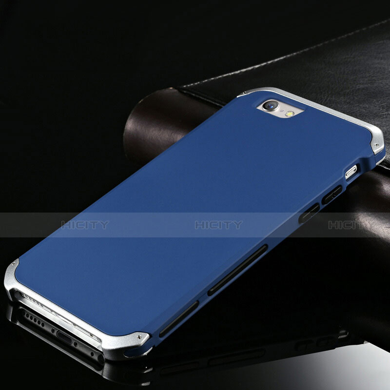 Handyhülle Hülle Luxus Aluminium Metall Tasche für Apple iPhone 6 Blau