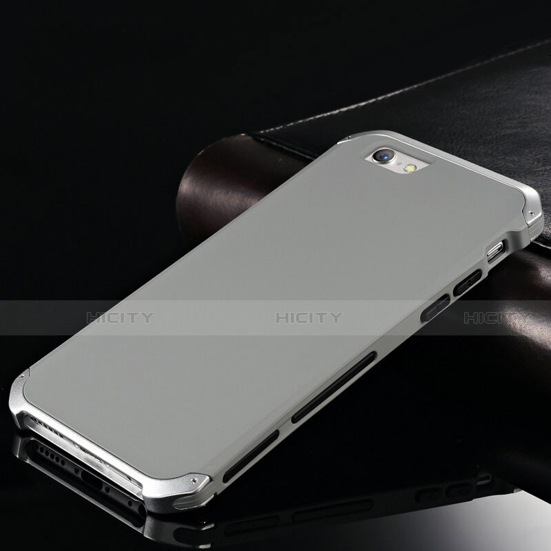 Handyhülle Hülle Luxus Aluminium Metall Tasche für Apple iPhone 6 Grau