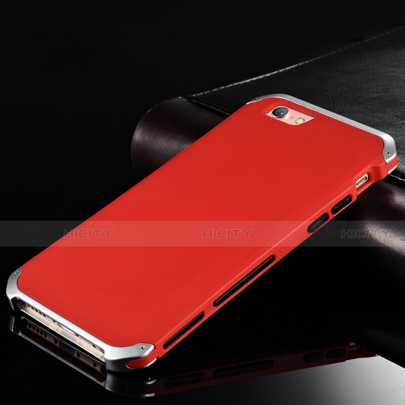 Handyhülle Hülle Luxus Aluminium Metall Tasche für Apple iPhone 6 Plus Rot Plus