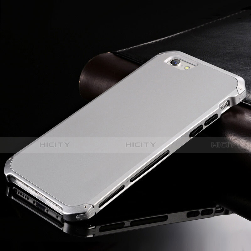 Handyhülle Hülle Luxus Aluminium Metall Tasche für Apple iPhone 6 Silber