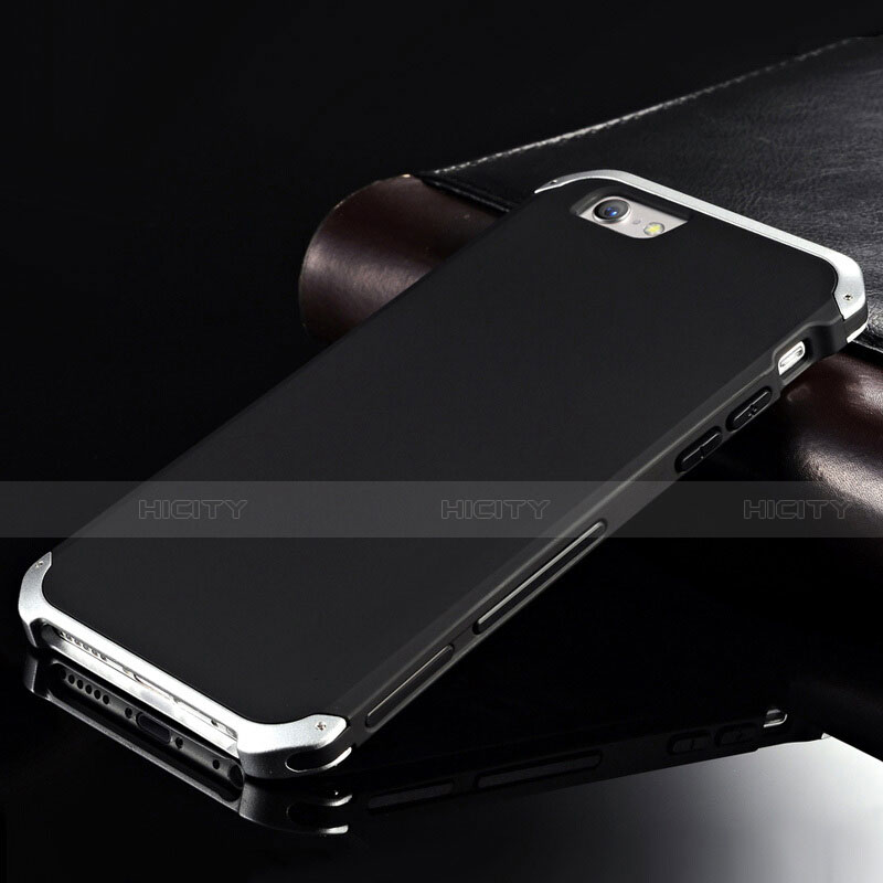 Handyhülle Hülle Luxus Aluminium Metall Tasche für Apple iPhone 6 Silber und Schwarz