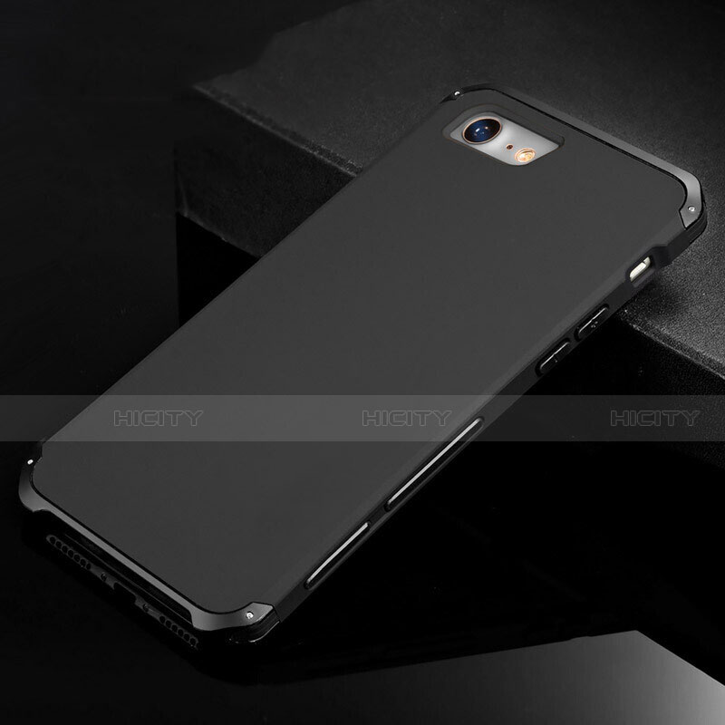 Handyhülle Hülle Luxus Aluminium Metall Tasche für Apple iPhone 7 Schwarz