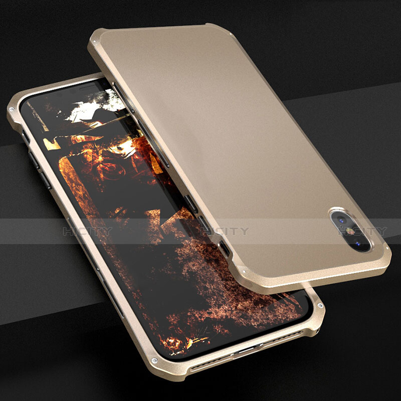 Handyhülle Hülle Luxus Aluminium Metall Tasche für Apple iPhone X Gold