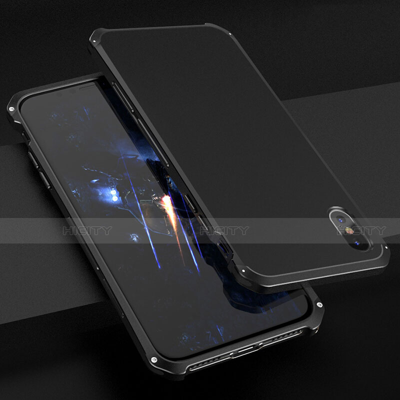 Handyhülle Hülle Luxus Aluminium Metall Tasche für Apple iPhone X Schwarz