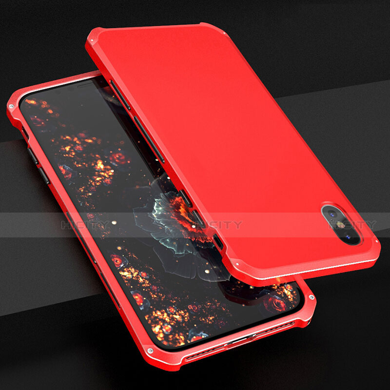 Handyhülle Hülle Luxus Aluminium Metall Tasche für Apple iPhone Xs Max Rot