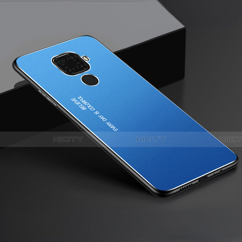 Handyhülle Hülle Luxus Aluminium Metall Tasche für Huawei Mate 30 Lite Blau