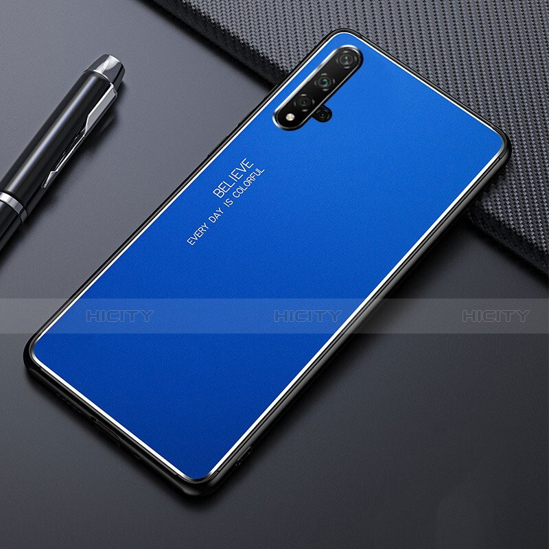 Handyhülle Hülle Luxus Aluminium Metall Tasche für Huawei Nova 5 Blau Plus