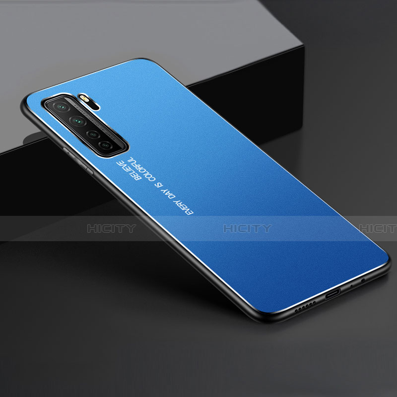 Handyhülle Hülle Luxus Aluminium Metall Tasche für Huawei Nova 7 SE 5G Blau Plus