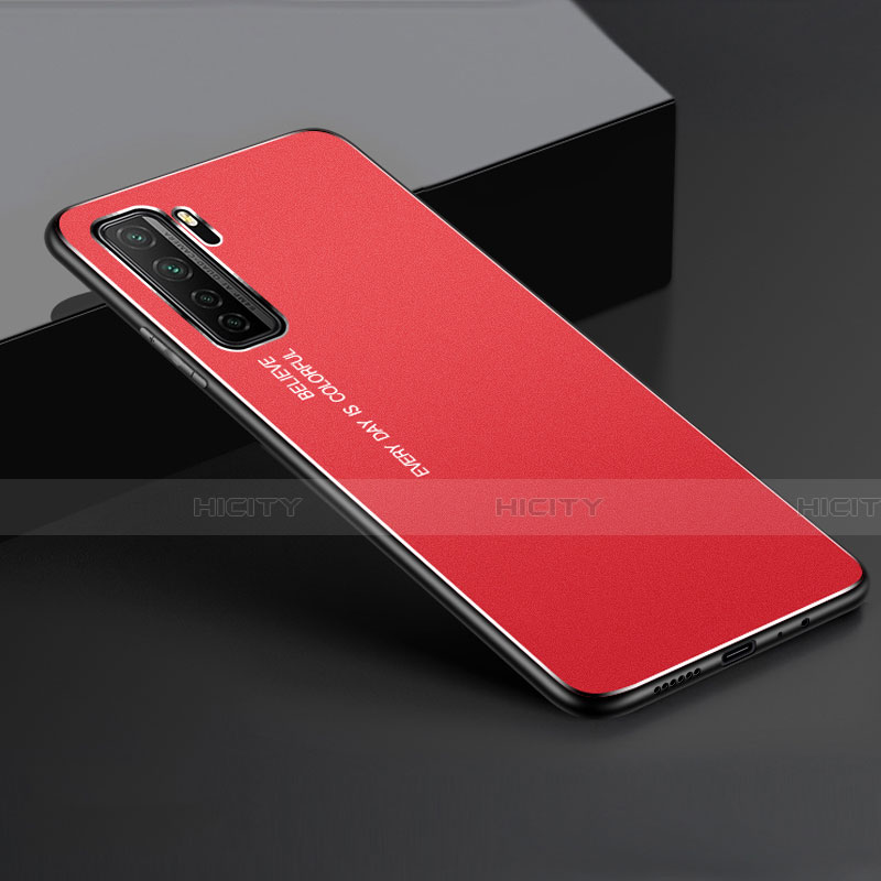 Handyhülle Hülle Luxus Aluminium Metall Tasche für Huawei Nova 7 SE 5G Rot Plus