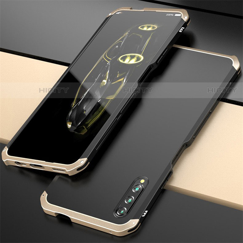 Handyhülle Hülle Luxus Aluminium Metall Tasche für Huawei P Smart Pro (2019) Gold und Schwarz