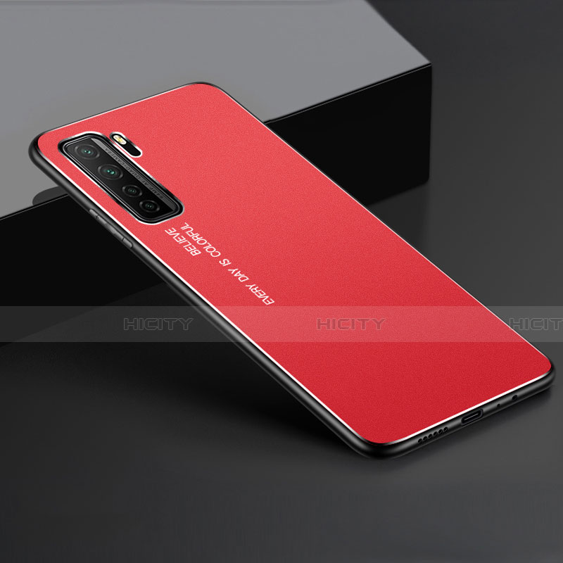 Handyhülle Hülle Luxus Aluminium Metall Tasche für Huawei P40 Lite 5G Rot