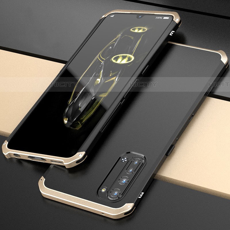 Handyhülle Hülle Luxus Aluminium Metall Tasche für Oppo Find X2 Lite Gold und Schwarz