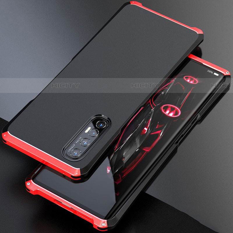 Handyhülle Hülle Luxus Aluminium Metall Tasche für Oppo Find X2 Neo Rot und Schwarz