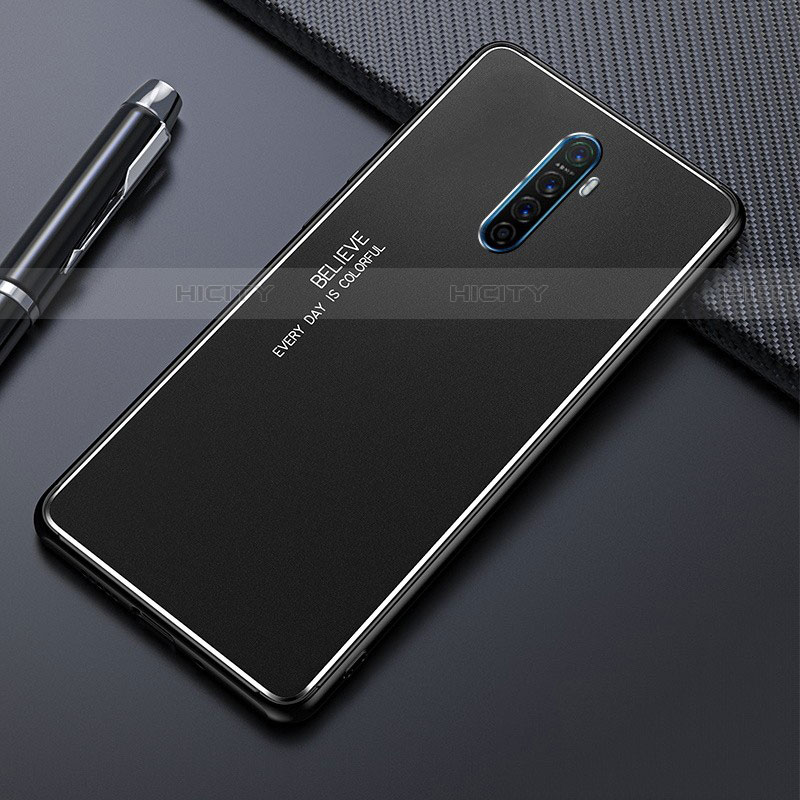 Handyhülle Hülle Luxus Aluminium Metall Tasche für Oppo Reno Ace Schwarz