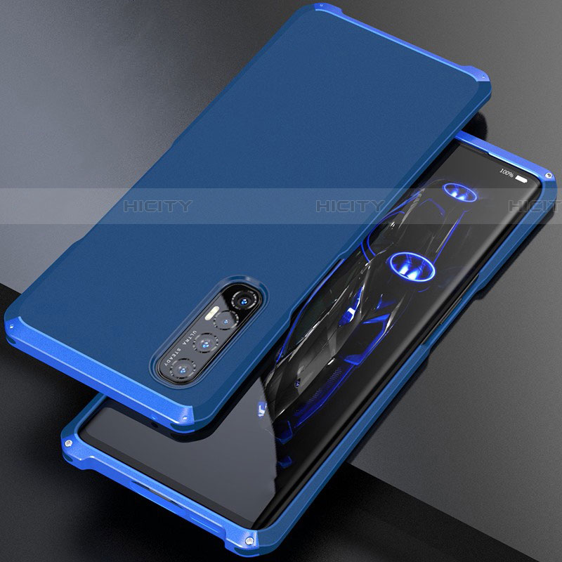 Handyhülle Hülle Luxus Aluminium Metall Tasche für Oppo Reno3 Pro Blau Plus