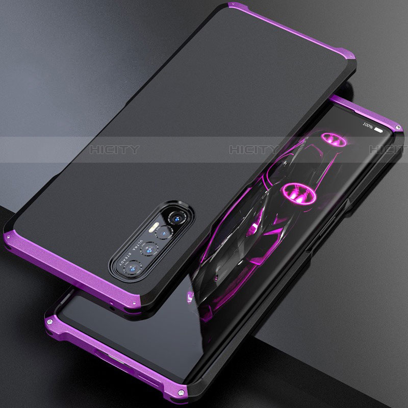 Handyhülle Hülle Luxus Aluminium Metall Tasche für Oppo Reno3 Pro Violett Plus