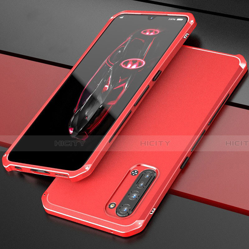 Handyhülle Hülle Luxus Aluminium Metall Tasche für Oppo Reno3 Rot Plus