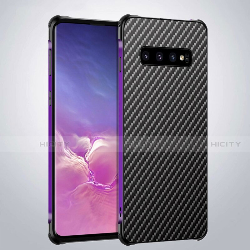 Handyhülle Hülle Luxus Aluminium Metall Tasche für Samsung Galaxy S10 Violett