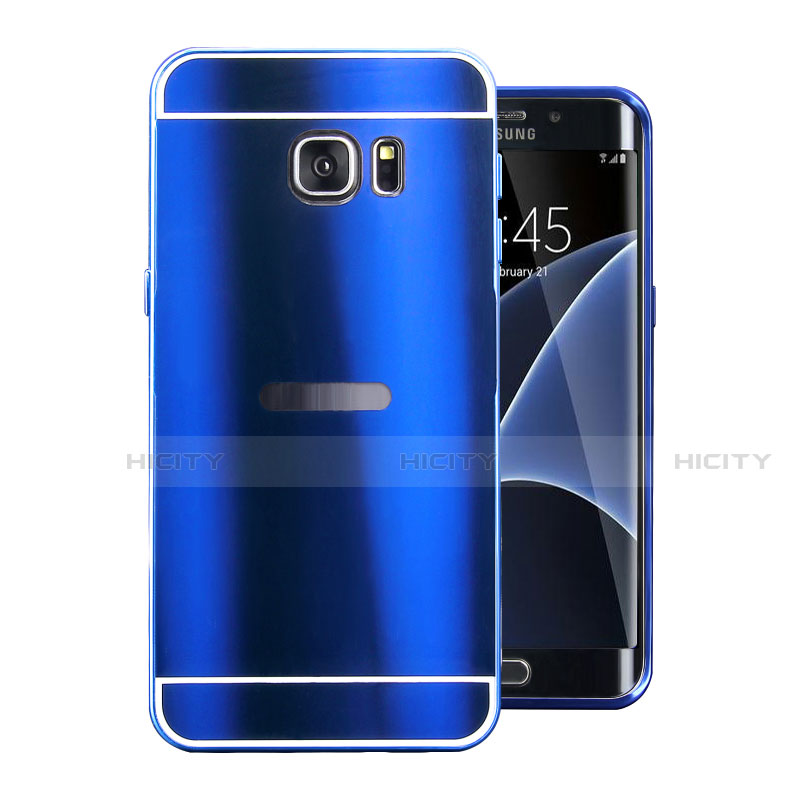 Handyhülle Hülle Luxus Aluminium Metall Tasche für Samsung Galaxy S7 Edge G935F Blau