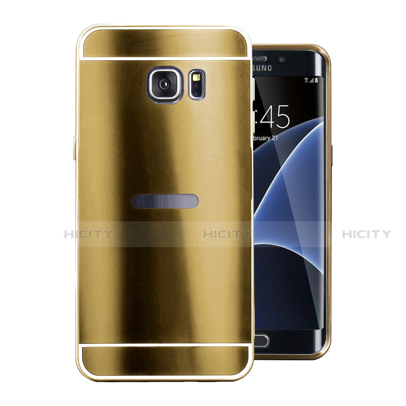 Handyhülle Hülle Luxus Aluminium Metall Tasche für Samsung Galaxy S7 Edge G935F Gold Plus