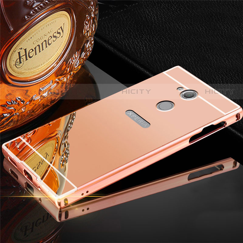 Handyhülle Hülle Luxus Aluminium Metall Tasche für Sony Xperia L2 Rosegold Plus