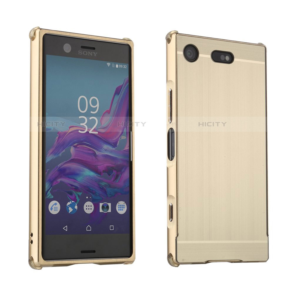 Handyhülle Hülle Luxus Aluminium Metall Tasche für Sony Xperia XZ1 Compact Gold